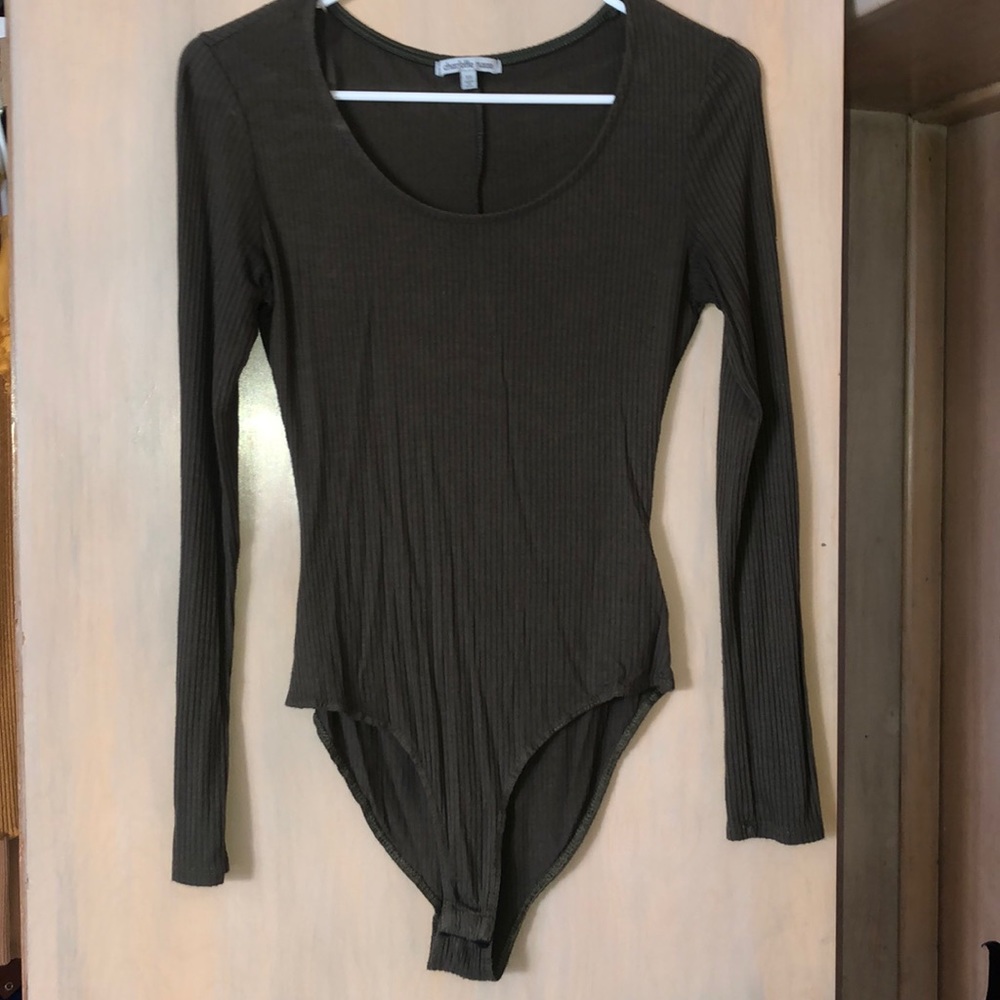 Very dark military green body suit